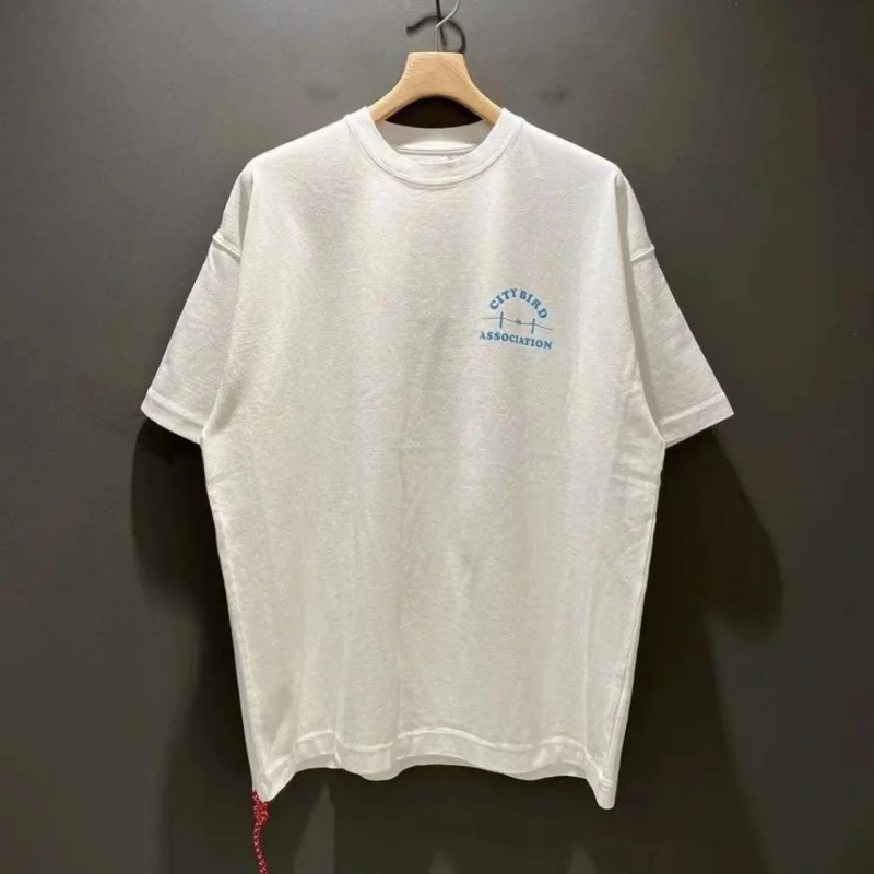 Summer Cartoon Portrait Feeding Bird Print Beams Tshirts Casual Couple Cotton Tops Weaving Red Rope Short Sleeve Men Women