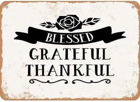 Rerto Sign Aluminum Blessed Grateful Thankful - 2 Wall Art For Living Room Wall Decorations For Bedroom Office Wall Decor Home D