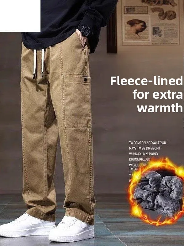 

Новые мужские брюки-карго 2025 года: свободные, прямые, утепленные флисом, осенне-зимние, повседневные, широкие, комфортные