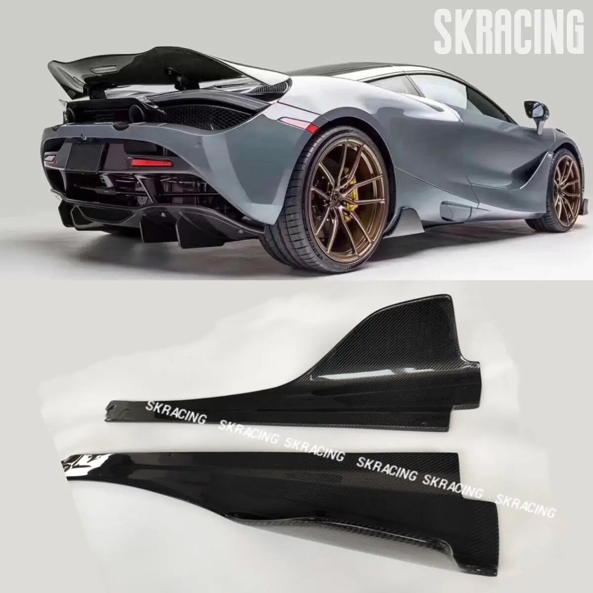 2PCS New Real Carbon Fiber Side Skirts FOR McLaren 720S Coupe 2-DOOR 2017-2022 Body Kit Auto Accessoires