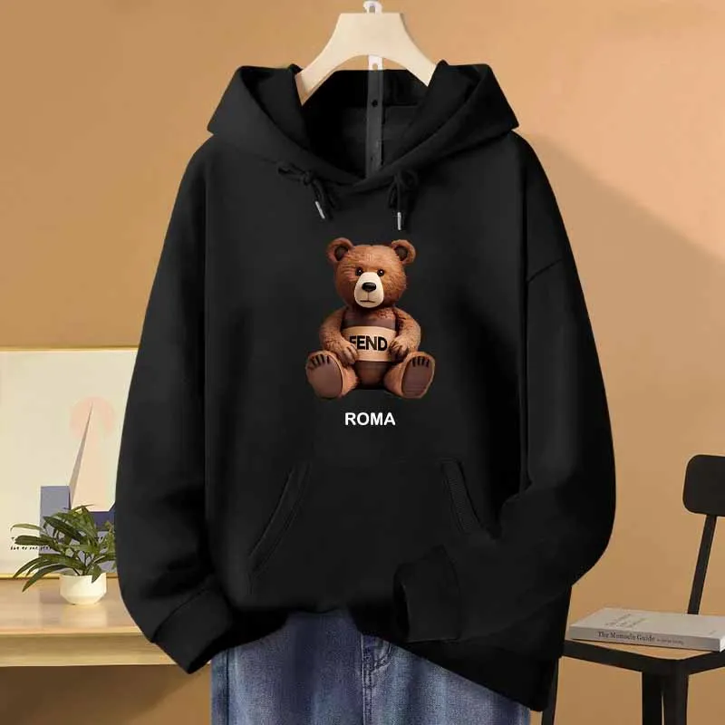 Sudaderas con capucha de lujo con estampado de oso para mujer, Jersey Vintage Retro Y2k, Sudadera con capucha, ropa informal de diseñador de alta