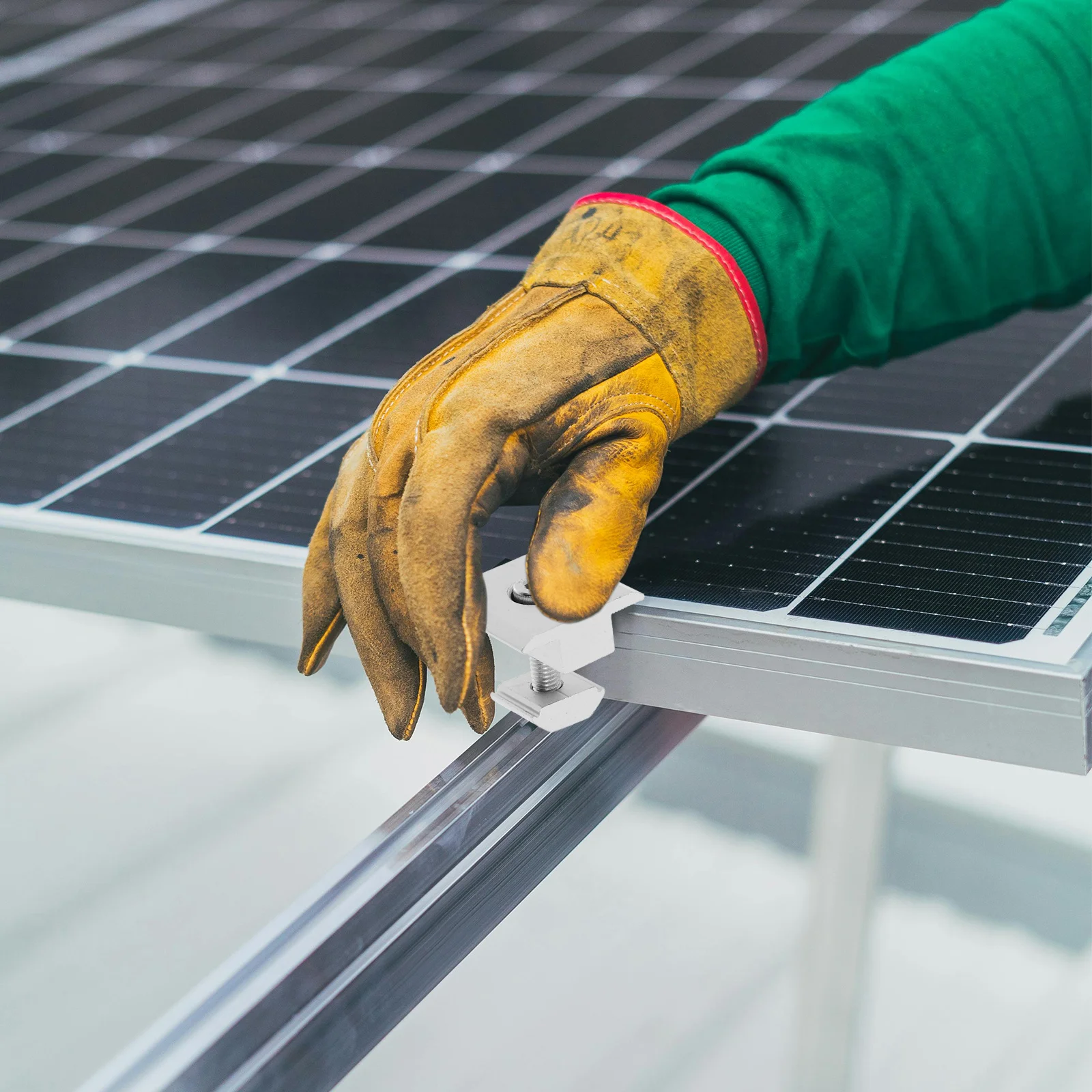 4pcs Solar Panel Mid Clamps Aluminum Alloy For Flat Roof Ground Rv Mounting Bracket Solar Mounting Accessories Hardware