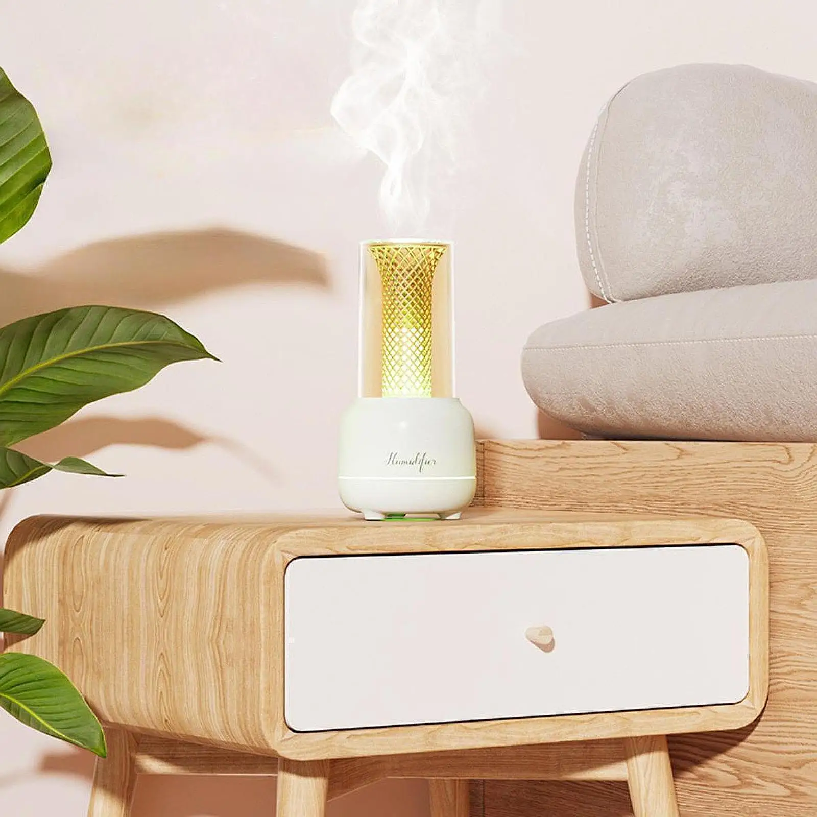 Essential Oil Diffuser with Night Light for Bathroom Bedside Countertop