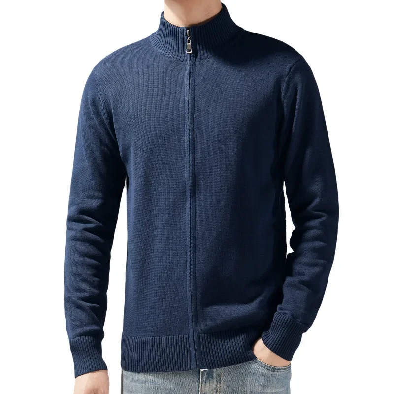 A691 Männer Stricken Strickjacke Lose Rib Hem Baumwolle Oansatz Zipper Fly Slim Fit Casual Mode-Business Herren Einfache Strickwaren Outwear