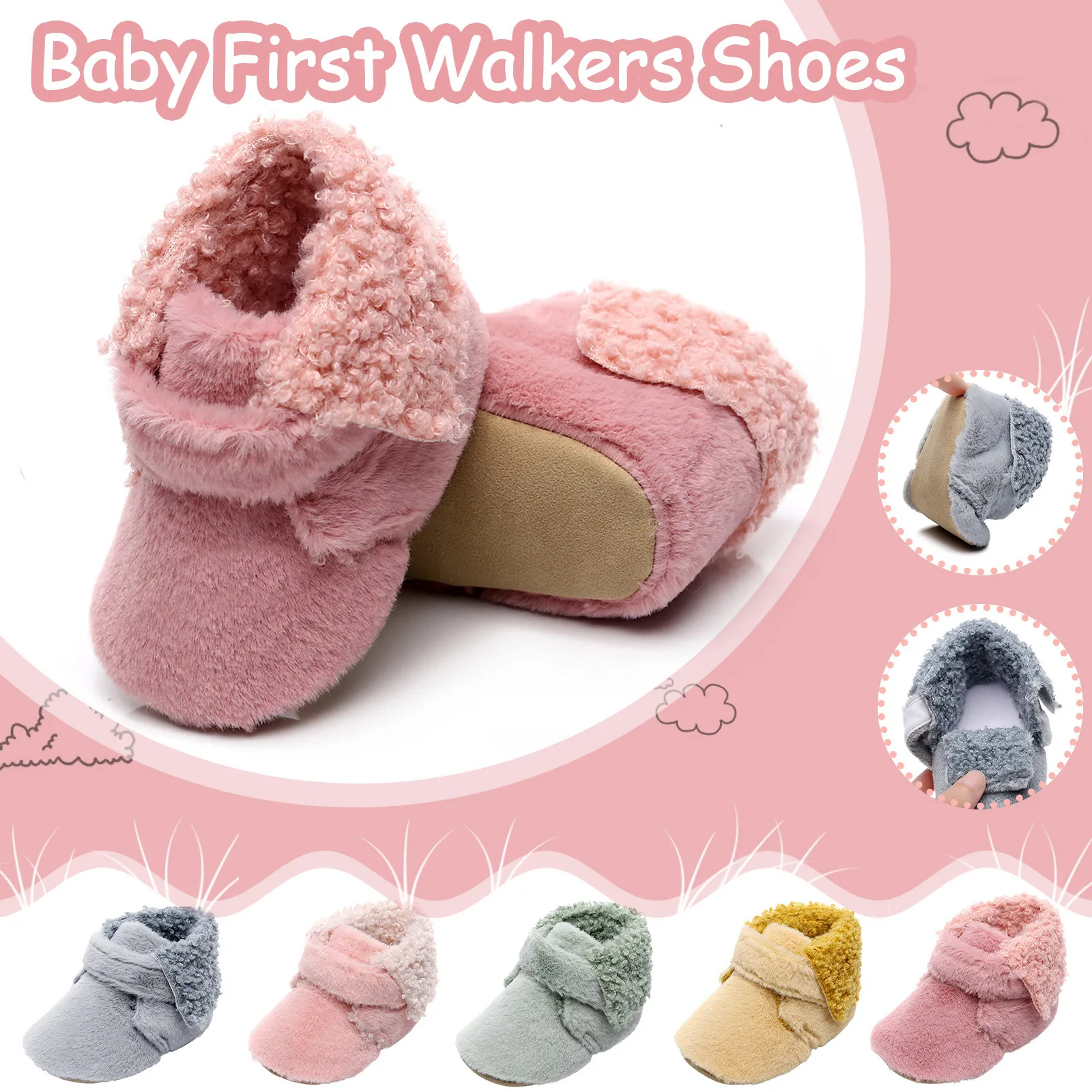 

0-18 Months Newborn Baby Socks Shoes Winter Baby Unisex Booties Toddler Soft Sole Non Slip Girl Boy Winter Shoes First Walkers