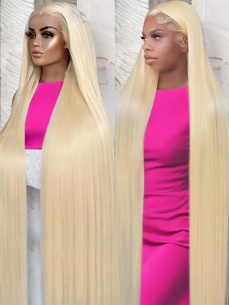 13x6 HD Transparent 613 Blonde Lace Frontal Human Hair Wigs Honey Colored Wig Brazilian Bone Straight 13x4 Lace Front Wig 40Inch
