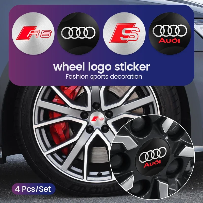

4pcs 56mm Car Wheel Center Hub Cap Badge Logo Emblem Decal Wheel Sticker For Audi A3 A4 A5 A6 Q3 Q5 Q7 TT Car Accessories