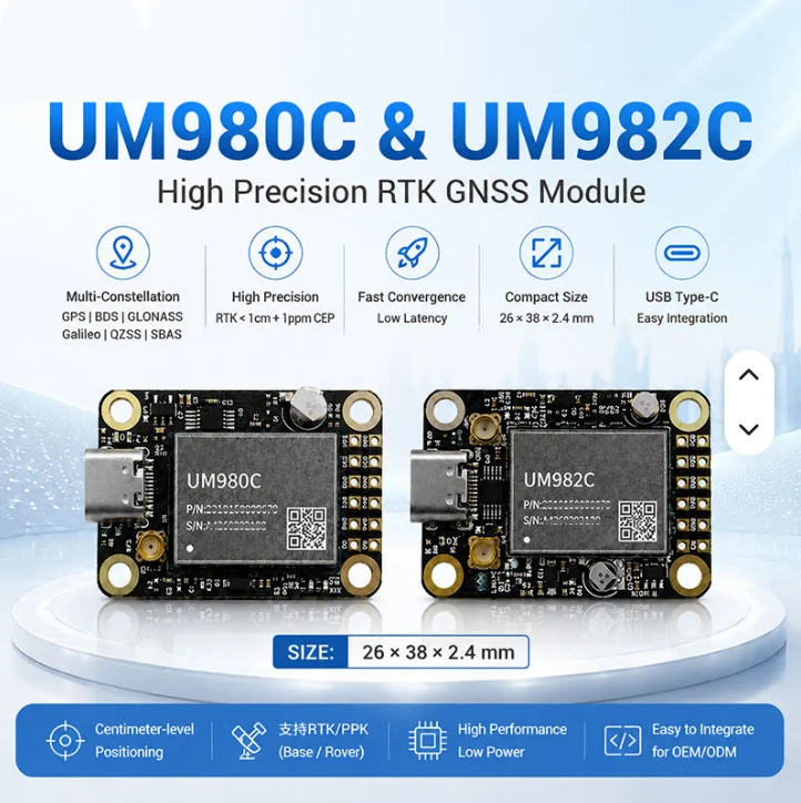GNSS RTK Module UM980C UM982C Base/Rover High Precision Module (Not UM980 UM982) GPS L-Band Support PPP Anti-Jamming
