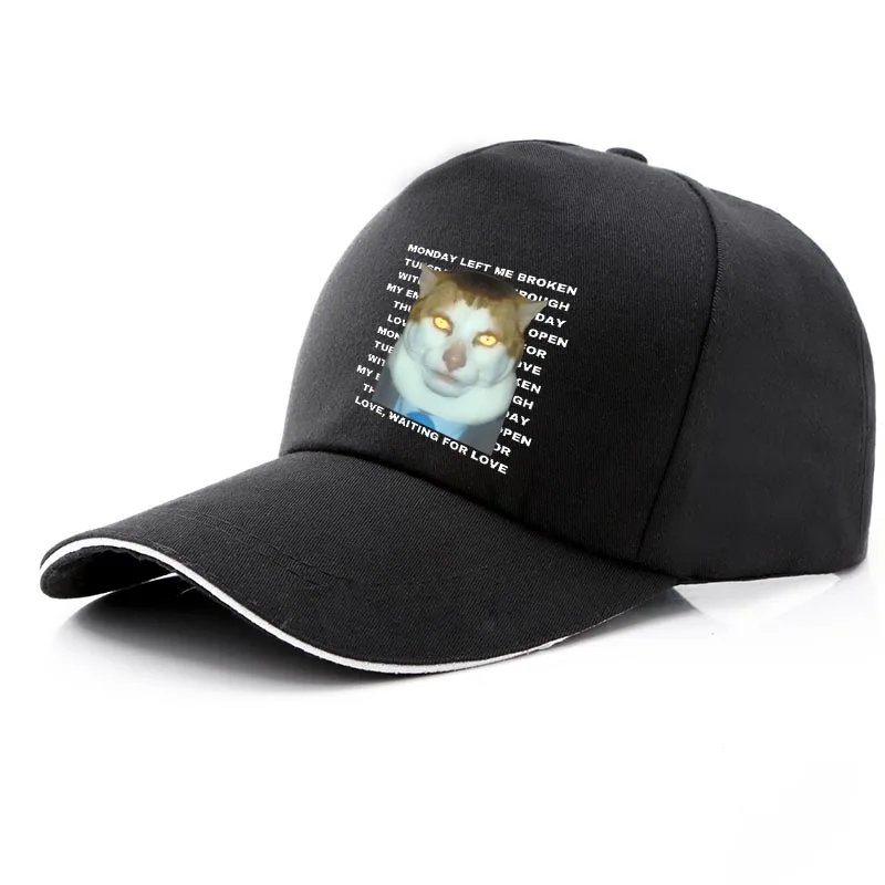 Monday Left Me Broken Cat Baseball Cap Funny Cats Meme Jokes Hats Casual Unisex Y2k Caps