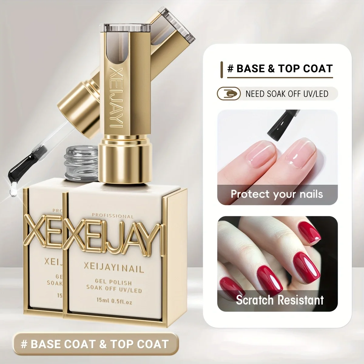 XEIJAYI 15ml Multifunktions-Nagelgel, optionaler Seal-Primer und andere haltbare UV/LED-Produkte, geeignet für Nagelstudios für Frauen.