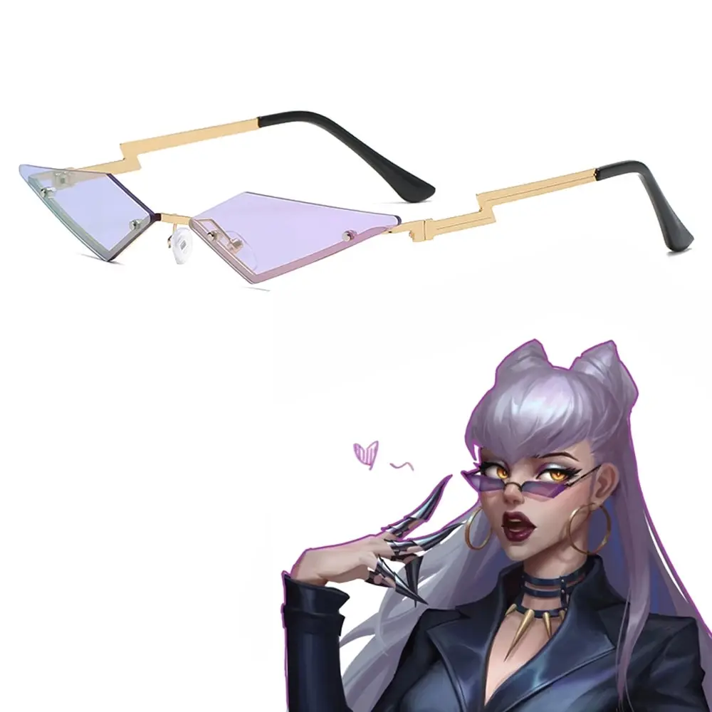 Game KDA Evelynn Cosplay Glasses Women Men Fashion Rimless Sunglasses Eyewear Prop