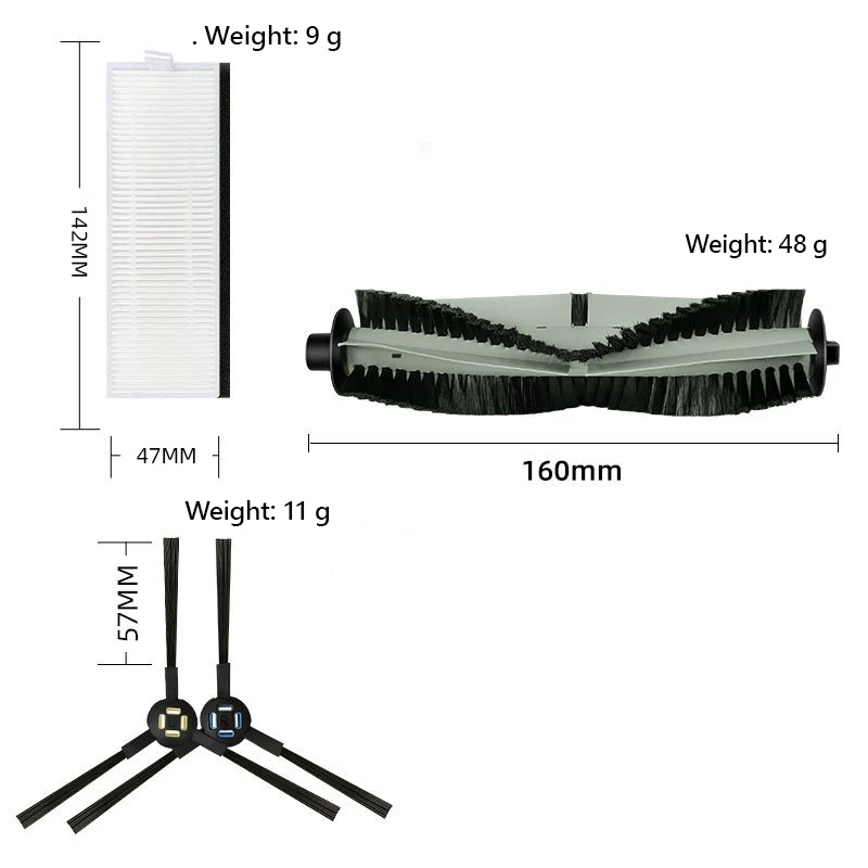 Hepa Filter Main Brush Side Brush Spare Parts Accessories For Ilife X787 A7 A9 X800 X785 Robotic Vacuum Cleaner