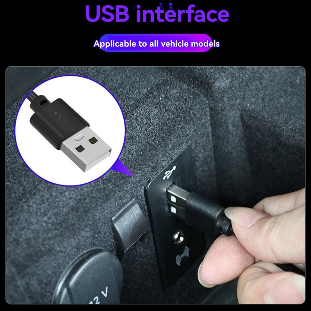 4 قطعة أضواء جو السيارة Led العالمي USB تجديد الزخرفية القدم ضوء الداخلية المحيطة مصباح الأحمر #2