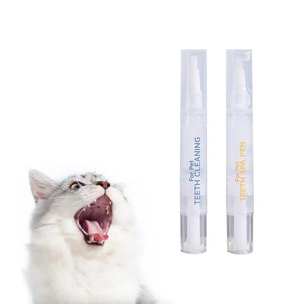 2pcs/set 5ML Dog Toothbrush Pen Plastic Transparent Pet Teeth Brightening Pen Natural Plants Dog Oral Cleaning Pen For Dog Cat