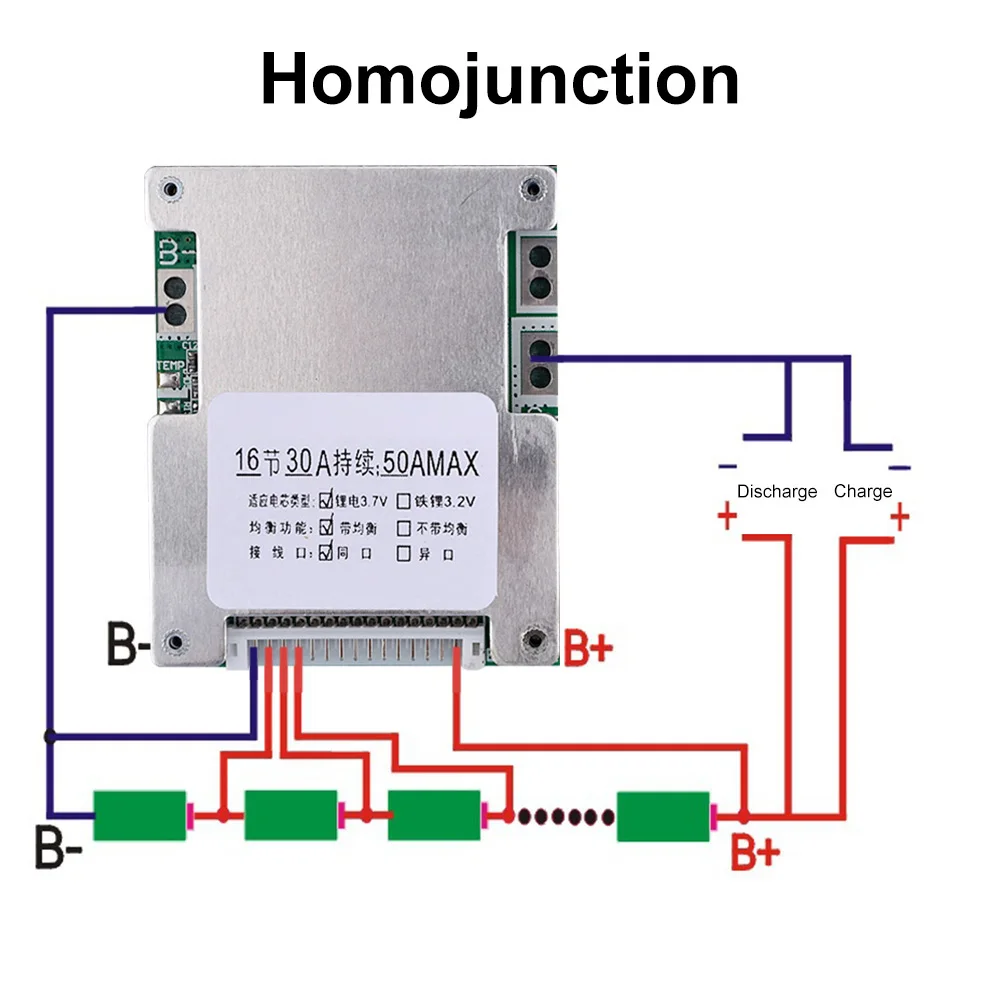 16S 60V BMS 50A litowo/Lifepo4 tablica zabezpieczająca baterię akumulator z linii temperatury równowagi dla 18650 rower elektryczny