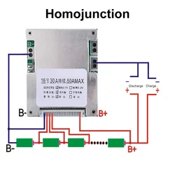 16S 60V BMS 50A Lithium/Lifepo4 Battery Protection Board Rechargeable With Balance Temperature Line For 18650 Electric Bike