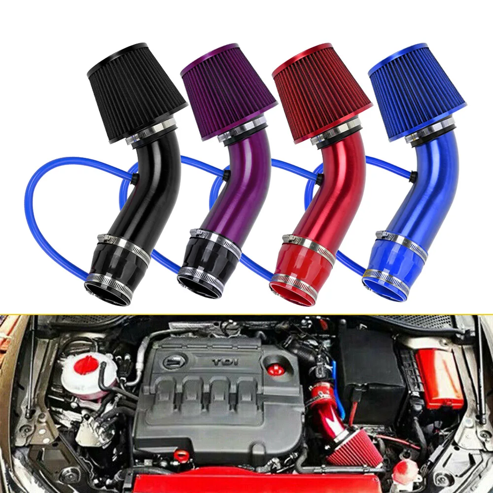 Automotive Air Filter Retrofit 76mm Aluminum Alloy Filter Core Cold Air Intake Filter Induction Kit