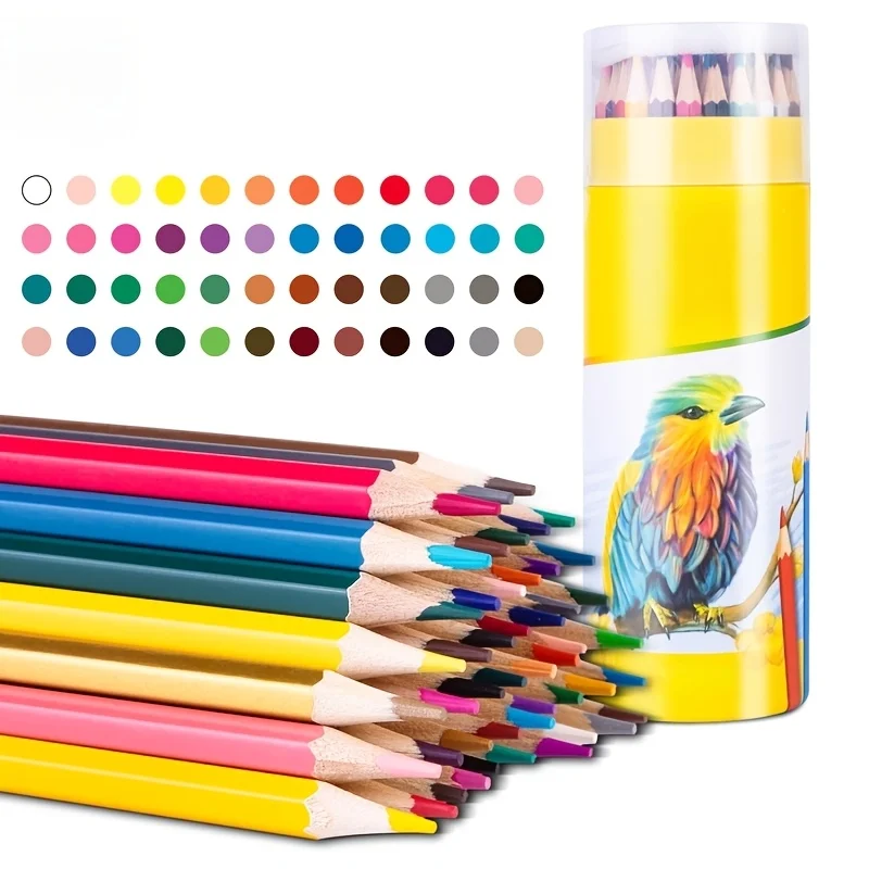 48-Color Set of Hexagonal Colored Pencils for Drawing, Art, Sketching, Professional Children's Drawing, Watercolor Pens for Sketching, Coloring, Painting, and Doodling, Various Colored Pencils for Creative Hand-Drawing, Stationery, and Art Supplies