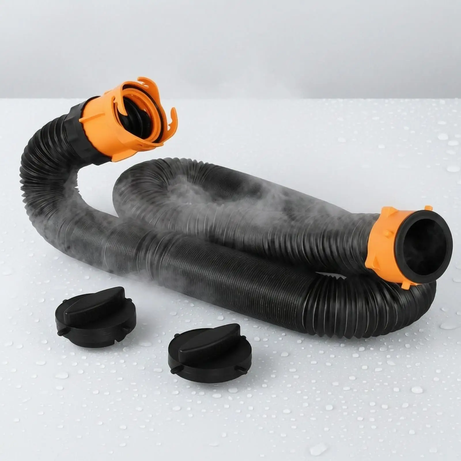 Corrugated RV Drainage Hose 3 Inch for Motorhome Black Water Removal to Campsite Sewer Hookup