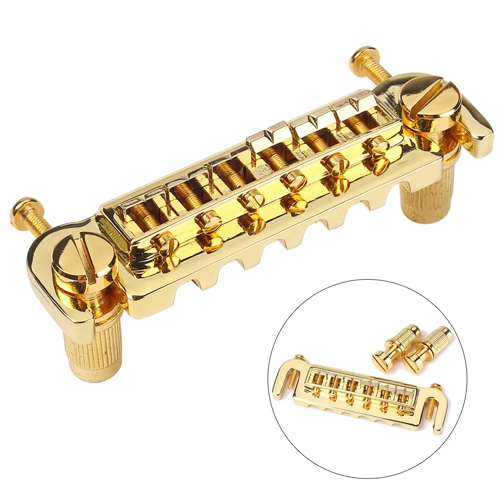 

Premium Zinc Alloy Electric Guitar Bridge Gold Roller Saddle Fully Adjustable for Harmonics Guitar Accessories Tailpiece