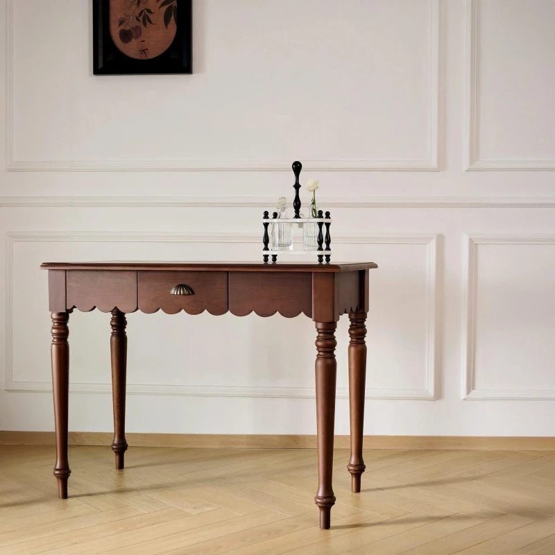 Medieval solid wood ballet desk, French retro, household rectangular table, bedroom study living room storage table