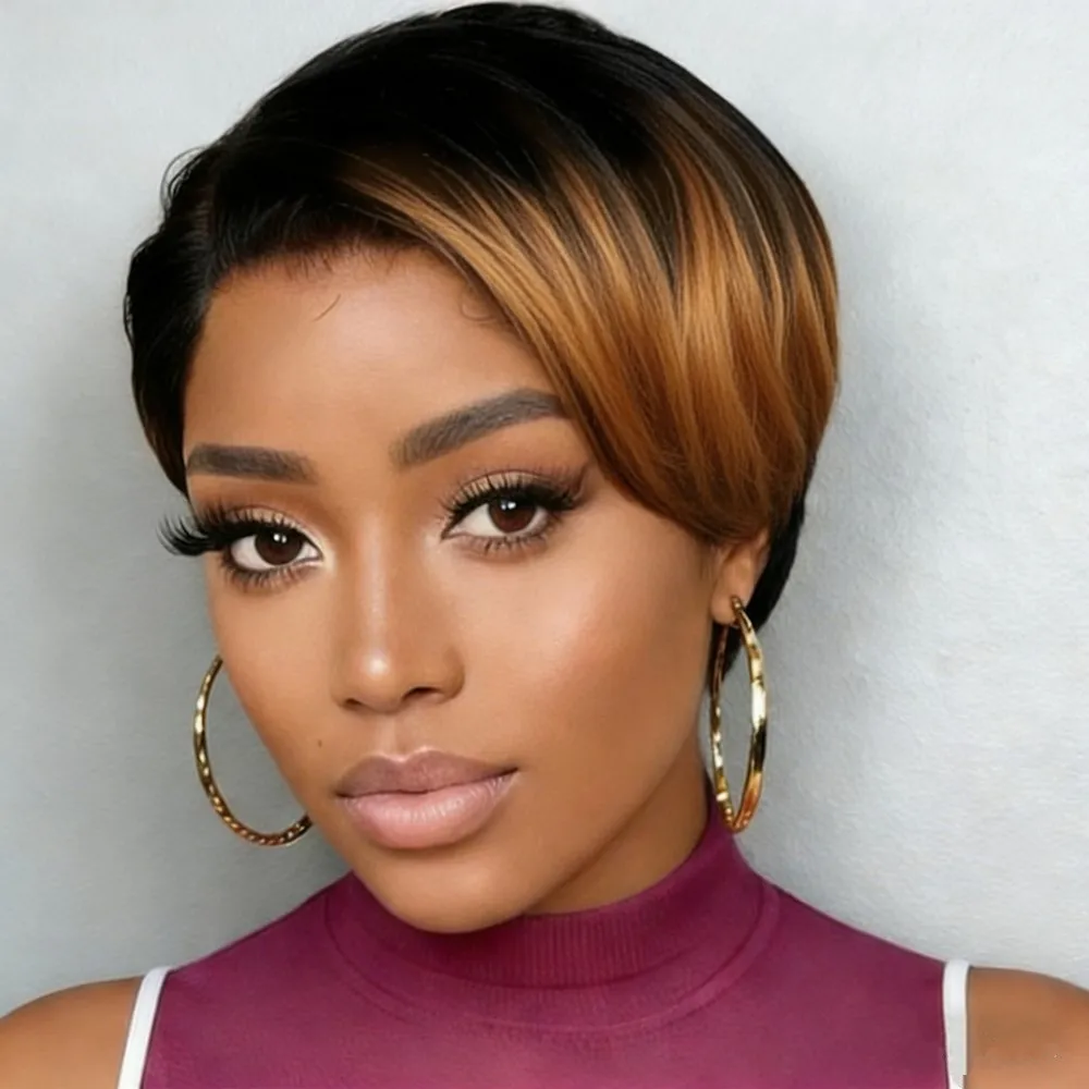 شعر مستعار بيكسي 13x1 T جزء دانتيل كثافة 150% 6 بوصة شعر بشري مجعد قصير شعر مستعار عابث قطع أسود/1b30/427 لون شعر مستعار للاستخدام اليومي للحفلات