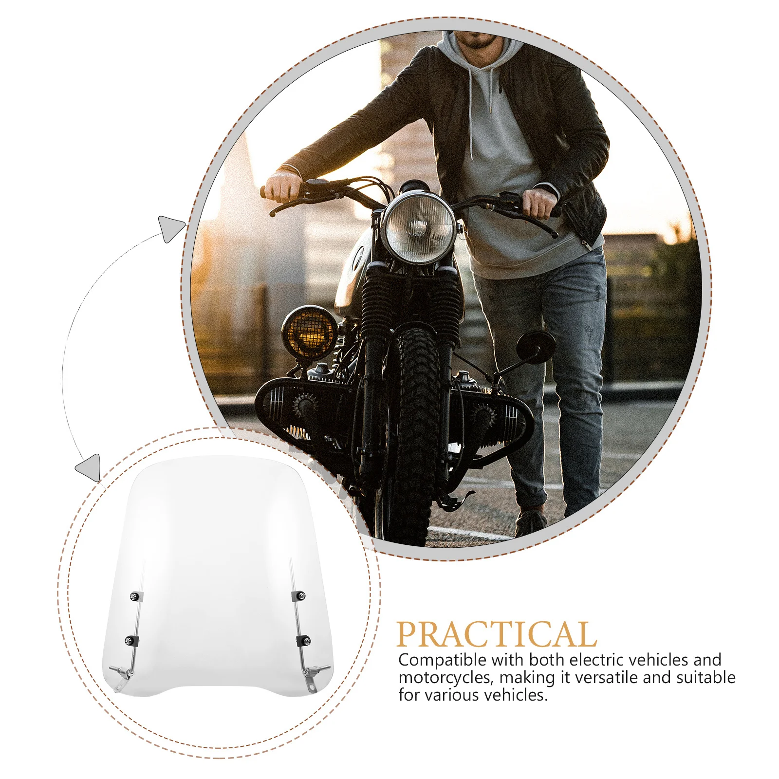 

Motorcycle Windshield Clear Durable Rainproof Shatterproof Universal Motorcycle Windscreen Wind Deflector Motorbike Accessory