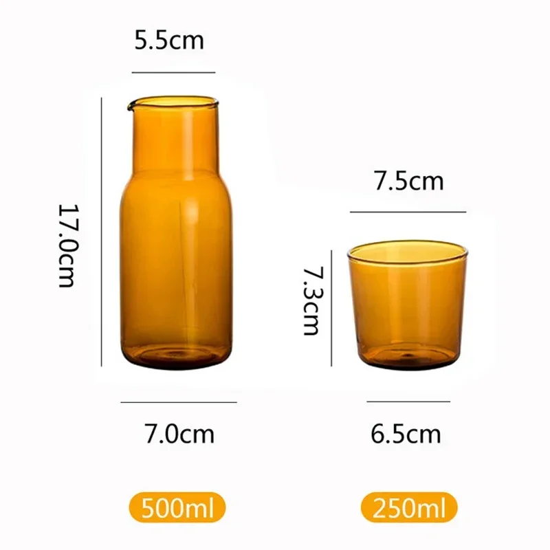 Japanese Style Glass Water Bottle with Glass Cup  Water Carafe with Tumbler Glasses Flask Drinkware Pot for Milk Tea