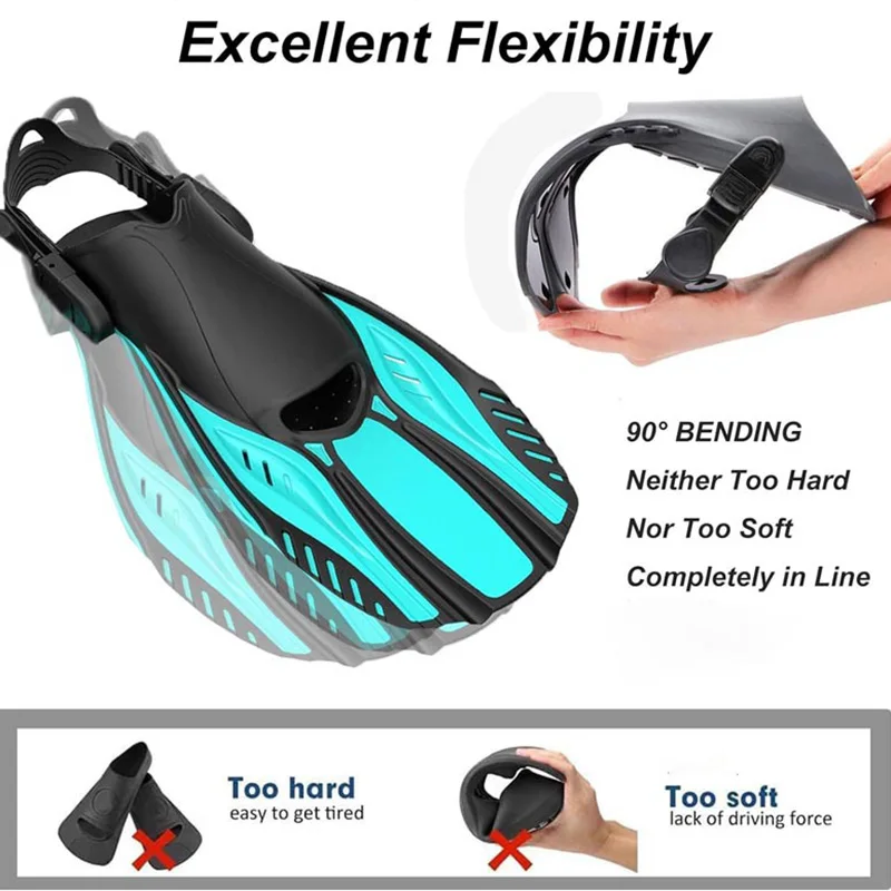 زعانف غوص مجانية قابلة للتعديل، معدات غطس للسباحة والغطس للأطفال البالغين لكل من الرجال والنساء #5
