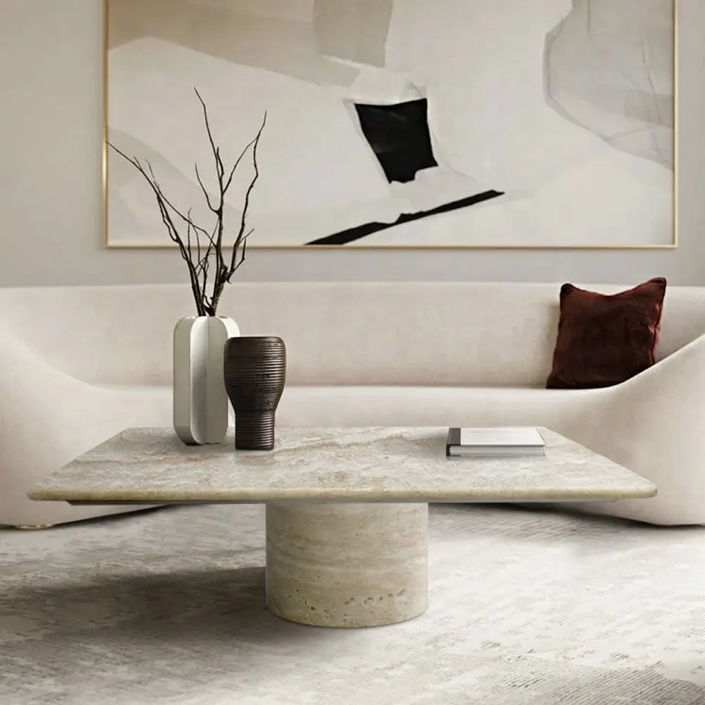 Modern square lobby white marble coffee table set living room furniture modern corner marble slab design stone plinth