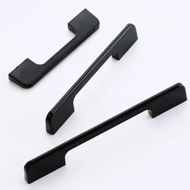 KK&FING 1PC Modern Kitchen Handles Furniture Black Aluminum Home Improvement Wardrobe Cupboard Drawer Handle Furniture Hardware