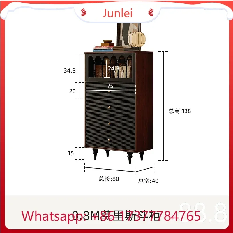 French retro solid wood   side  color matching, bedside  bedroom storage cabinet, medieval secret