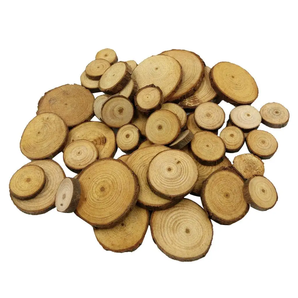 Kiln Dried Pine Tree Log Slices Rustic Wood Pieces for Wedding Decorations and Custom DIY Craft Projects