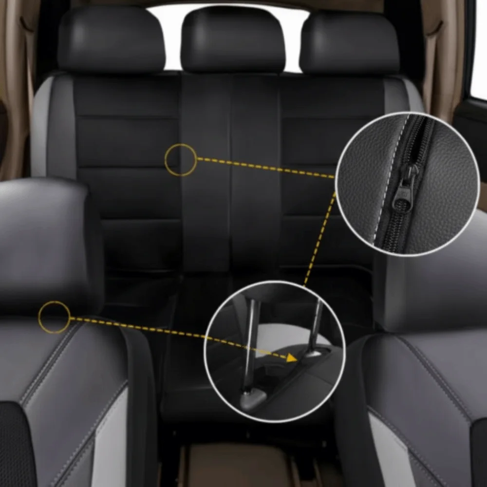 PU Leather Car Seat Cover Breathable Quilted Seat Cushion Cover Sandwich Stitching Waterproof Seat Protector All Season