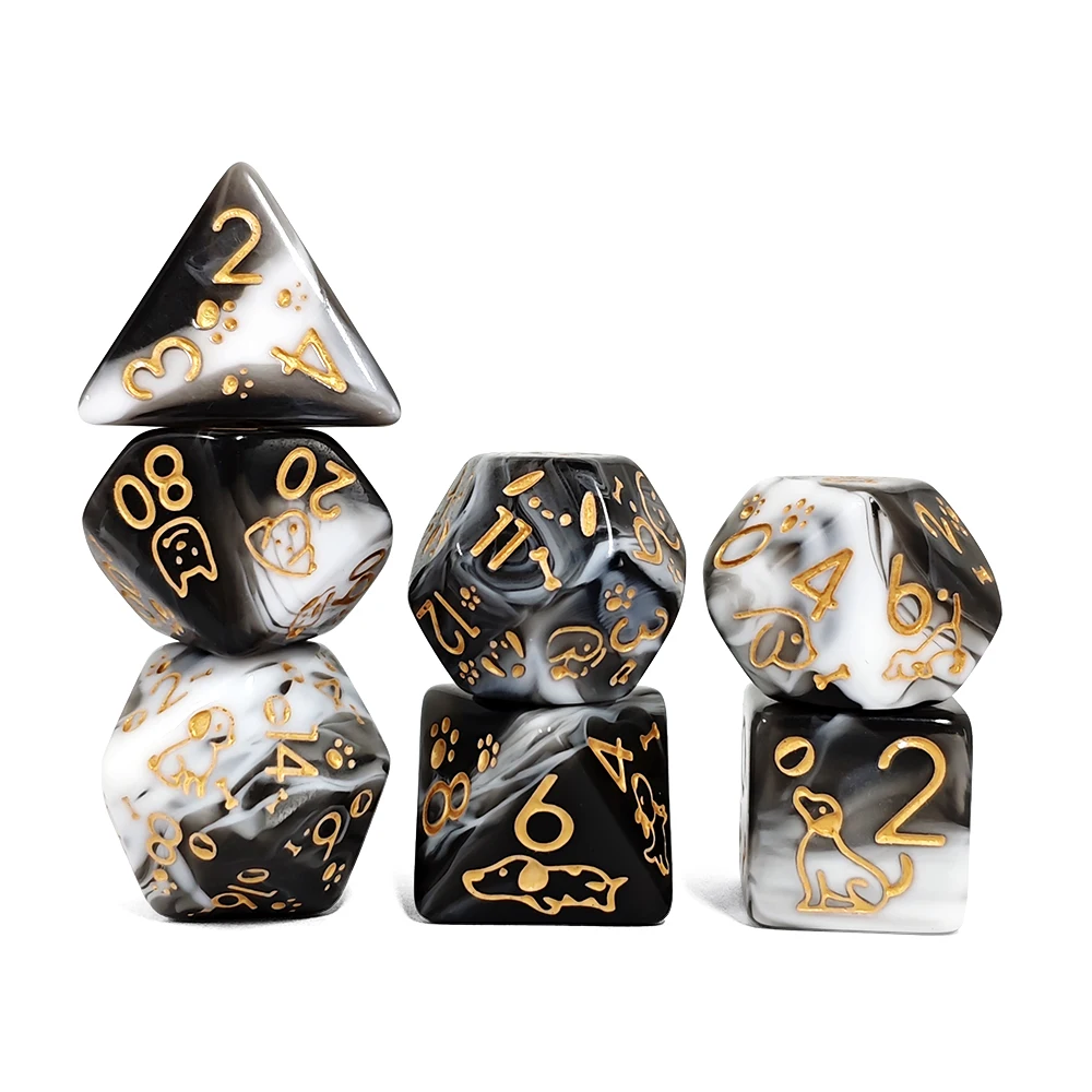 7 قطعة/المجموعة لطيف الكلب مجموعة نرد مادة الاكريليك مجموعة نرد ل الزنزانات والتنينات مجلس ألعاب DND RPG TRPG ألعاب مجموعة نرد اللعب #2