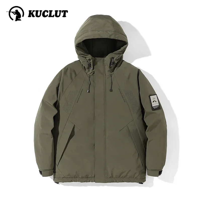 Winter Men Warm Duck Down Jacket  American Loose Oversized Workwear Fashion Outdoors Mountaineering Camping Training Hooded Coat