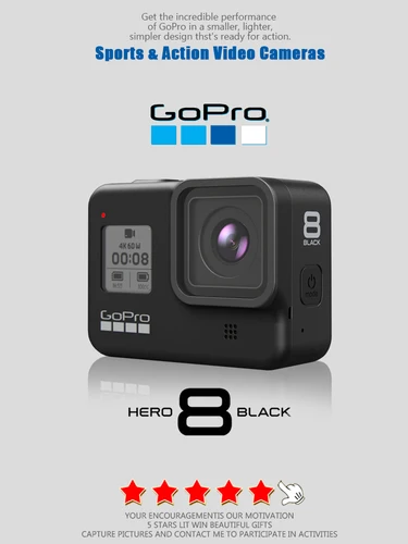 GoPro hero 8 Cámara de vídeo 4K estable negra Foto de 12MP portátil 1080p Transmisión en vivo Cámara deportiva para motocicletas y esquiar