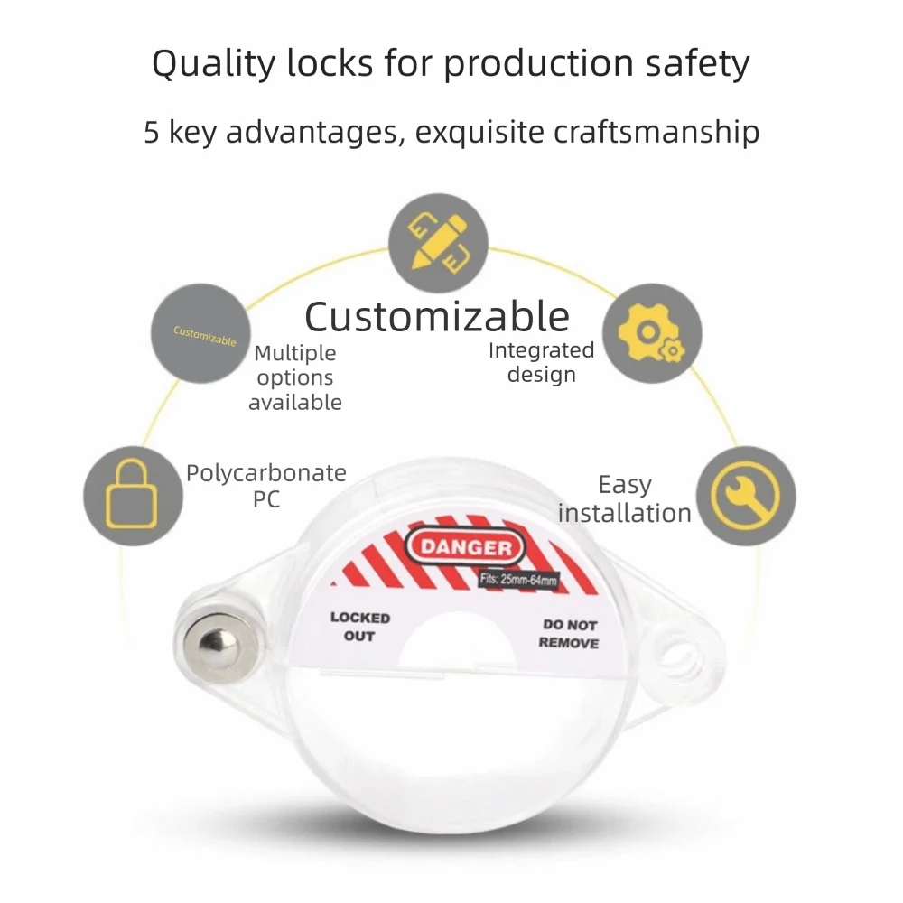 Sturdy PC Material Gate Valve Lock Integrated Design Reserved Lock Holes Safety Isolation Cover Multiple Sizes Good Visibility