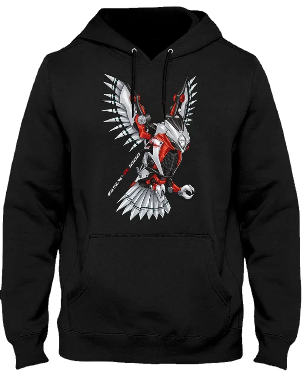 Japanese Motorcycle GSX-R1000 Bird Inspiration Pullover Hoodie Comfortable Cotton Casual Mens Sweatshirt Rider Streetwear