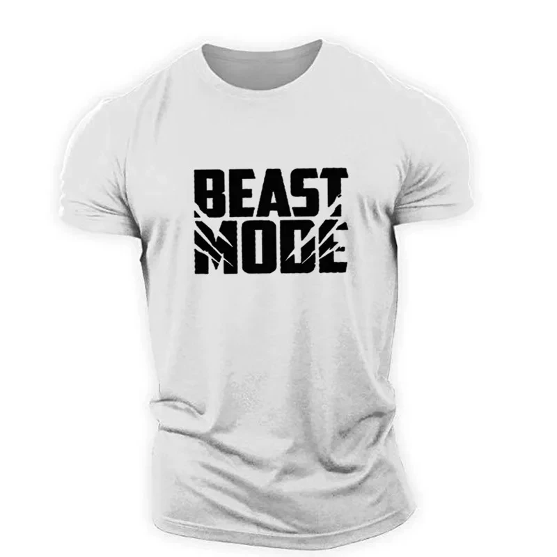 Beast Mode-camisetas informales con estampado de letras para hombre, ropa de manga corta para entrenamiento deportivo, gimnasio, talla grande 6XL