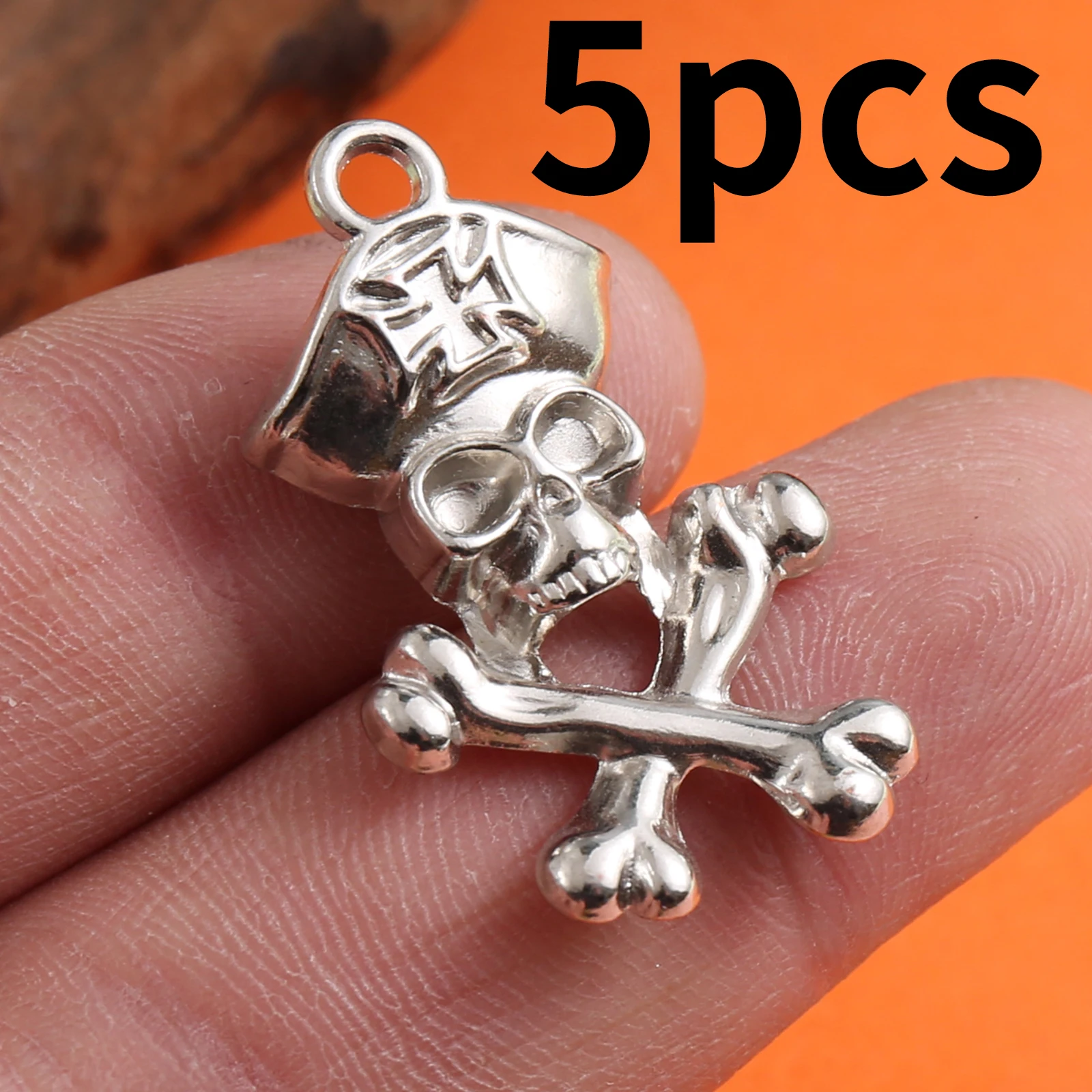 5-Piece Set of Pirate Skull Crossbones DIY Handmade Pendants, Skull and Bone Shaped Accessories with Captain's Hat, Suitable for DIY Bracelets, Necklaces, Earrings, Pendants, and Handmade Beaded Decoration Accessories