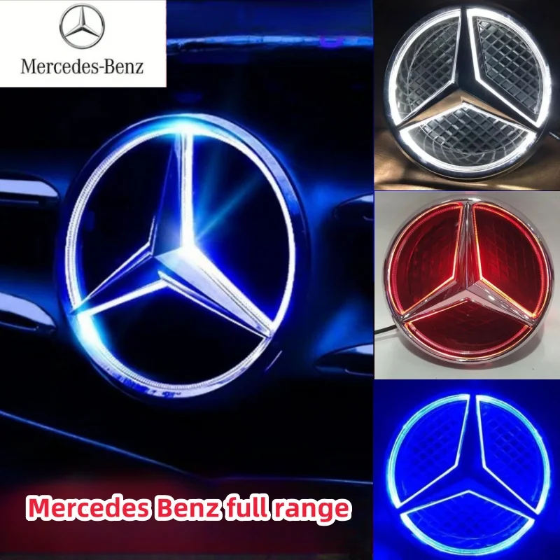 Car Front Grilled Star Emblem LED Illuminated Logo White Blue Red Light for Mercedes Benz W205 C E R ML GL GLA CLA CLS 2013-2016