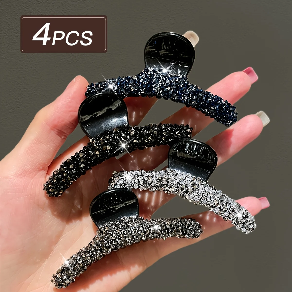

4Pcs Women's Model, Exquisite and Fashionable, Rhinestone Inlaid, One-Line Hair Clip, Suitable for Daily Use and Gifts