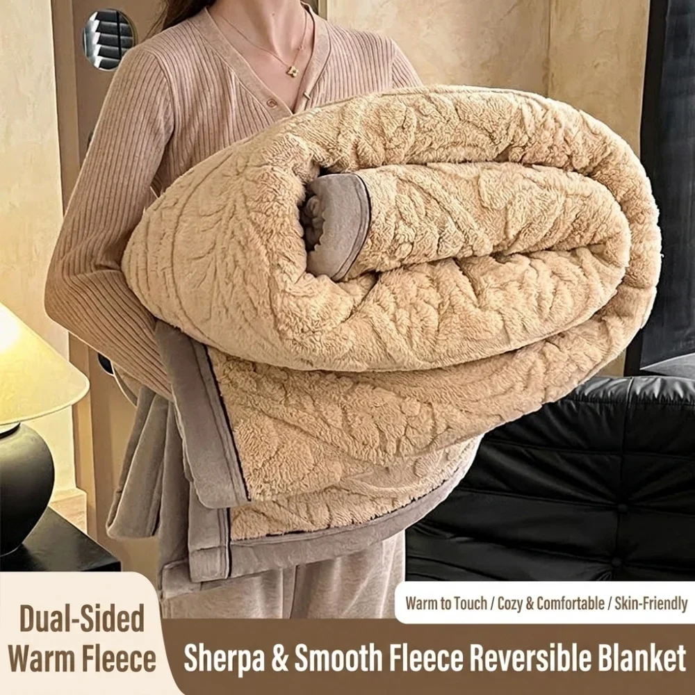 Sherpa Fleece Blanket Four-Seasons Bed Sofa Furry Throw Blanket Warm Winter Bedspread on the Bed Single Double Size