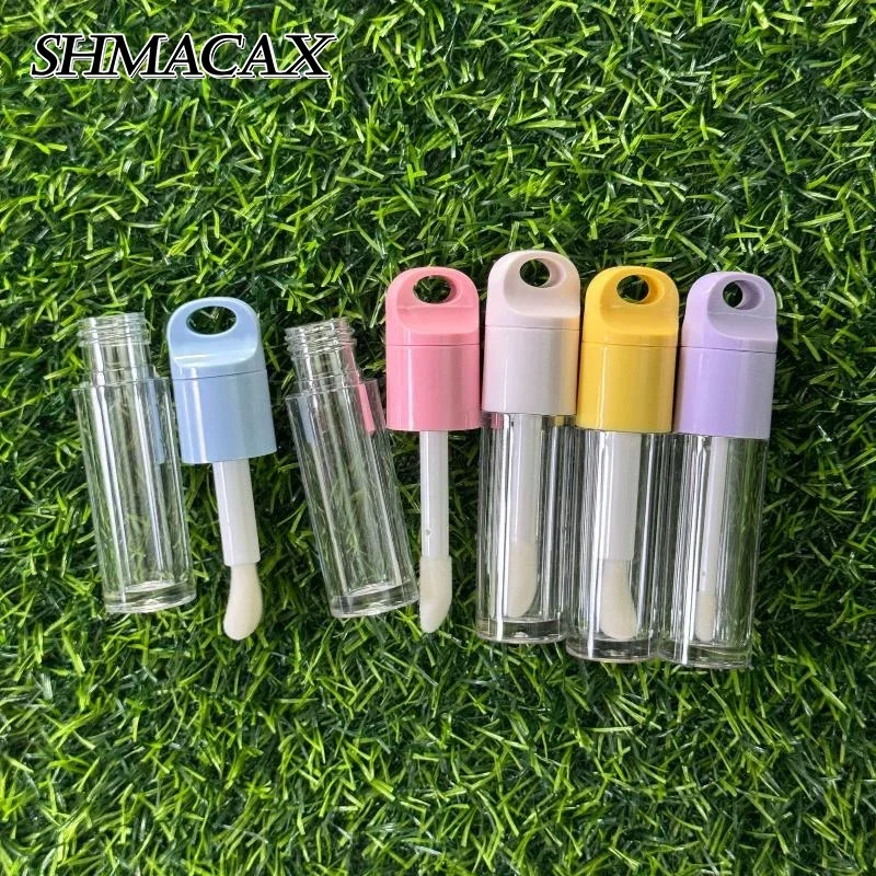 1Pcs Cute Big Brush Wand Transparent 4ml Lip Gloss Tube Plastic Round Empty Lip Gloss Container