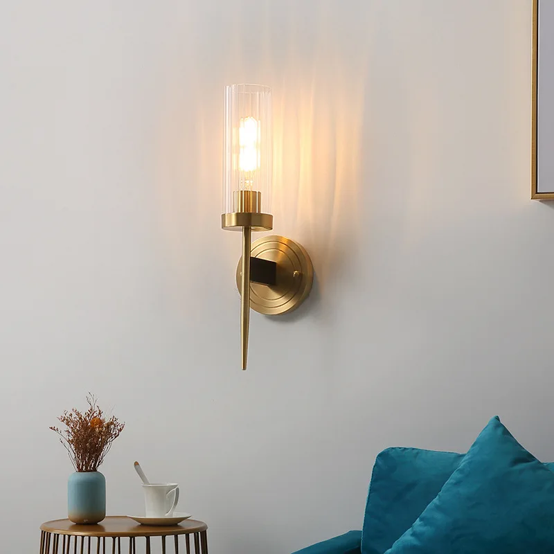 Imagem -02 - Nordic Luxo Simples Crystal Wall Lamp Gold Metal Glass Lampshade Iluminação de Arte para Interior Casa Quarto Corredor Cabeceira Criativo