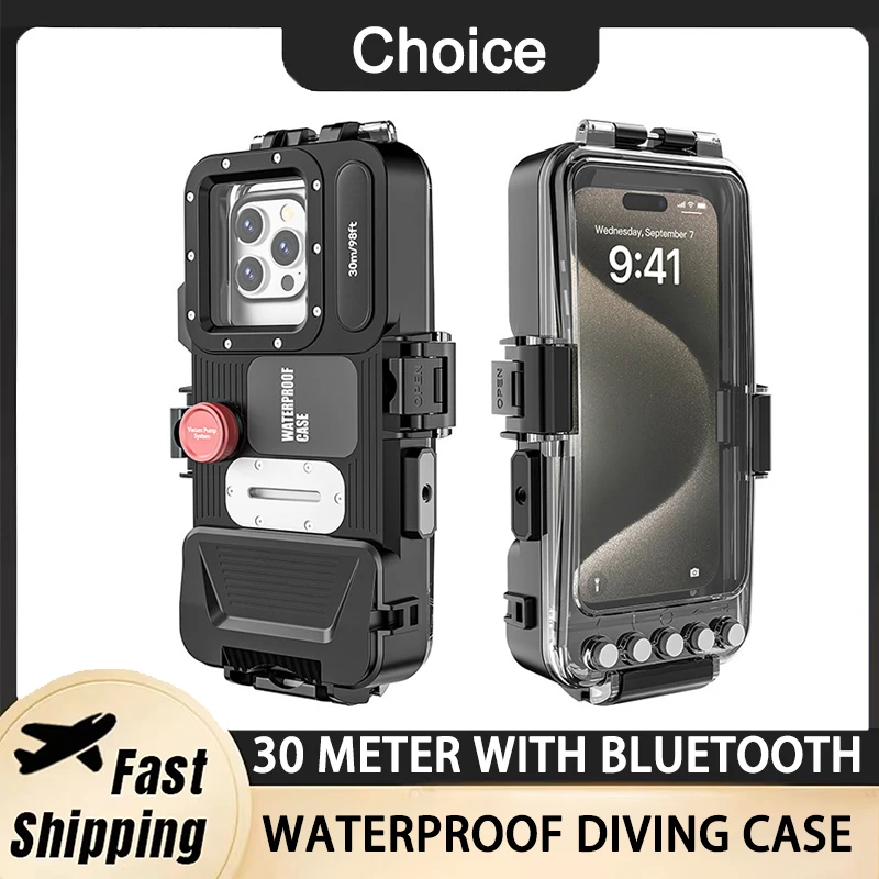

Deep Waterproof Phone Case Bluetooth 30m Diving Swimming For iPhone 17 16 15 14 13 Pro Max for Samsung Galaxy S25 S24 S23 Ultra