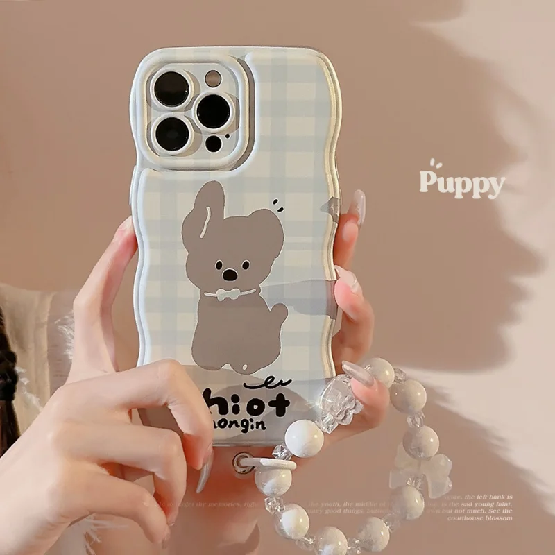 

Suitable for Korean-style small dogs15Appleiphone17Phone case16promaxPerforated Plaid Pattern11Electroplating Dropshipping12