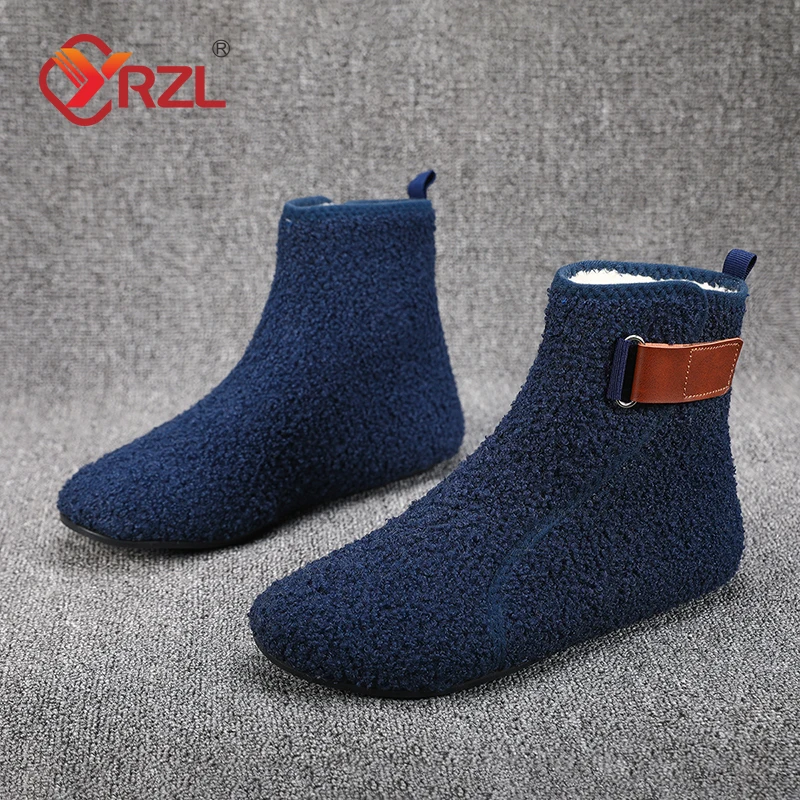 YRZL, zapatos de algodón de invierno, botines para hombre, zapatillas ligeras sin cordones cálidas, mocasines de algodón de felpa para interiores, zapatos cálidos de invierno para hombre