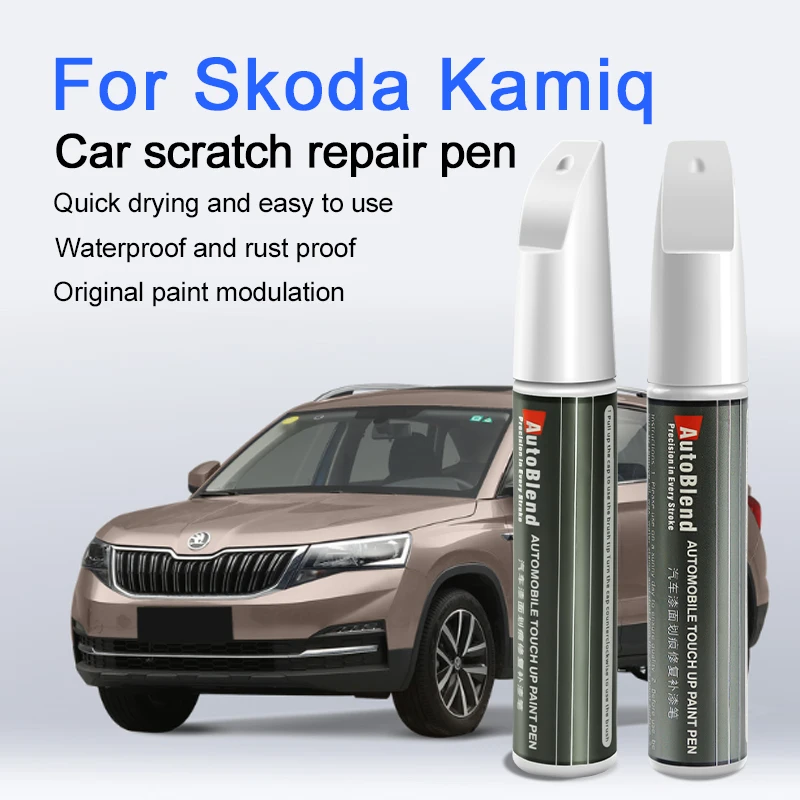 

Ручка для ремонта царапин с краской для Skoda Kamiq с прозрачным покрытием, восстанавливающая блестящую автомобильную краску и улучшает текстуру краски, стильный белый цвет